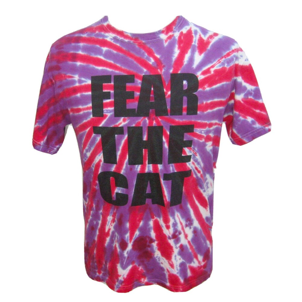 CAT Tie-Dye Men's (Medium) Purple Red Short Sleeve Graphic T-Shirt 100% Cotton